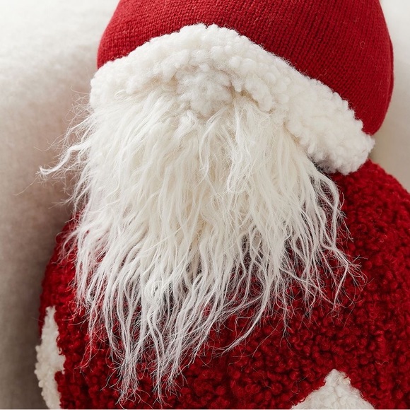 Pottery Barn Cuddly Teddy Bear Fur Bearded Jolly Santa Christmas Pillow 🎅🏻🎄 - Picture 2 of 16